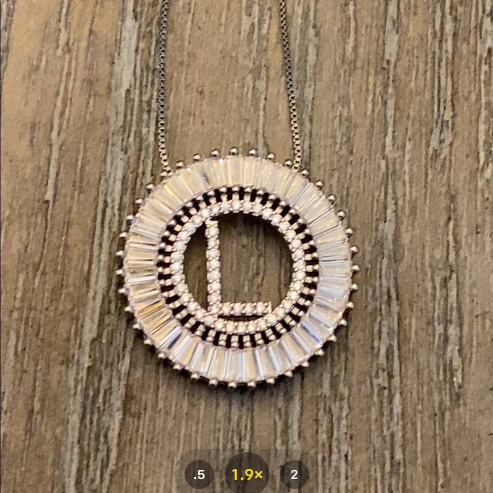 Silver Sunburst Initial Necklace Letter L